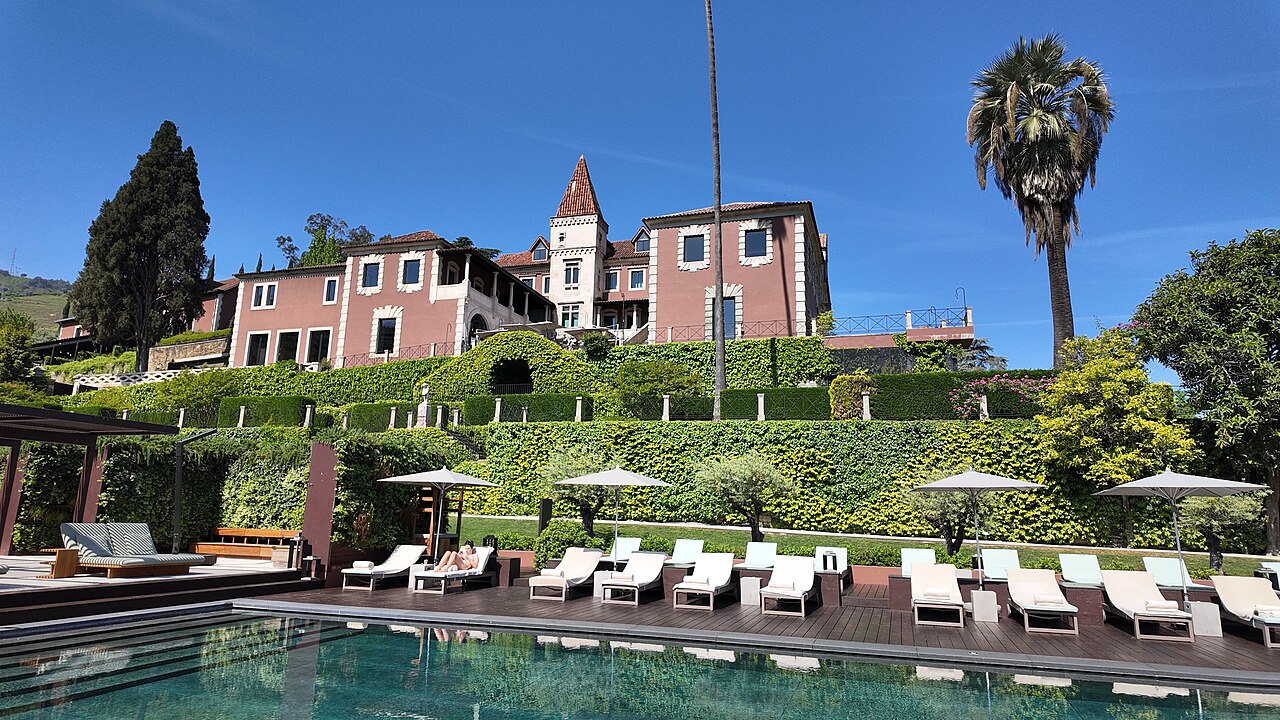 Swimming pool and main building at Six Senses Douro Valley in Portugal